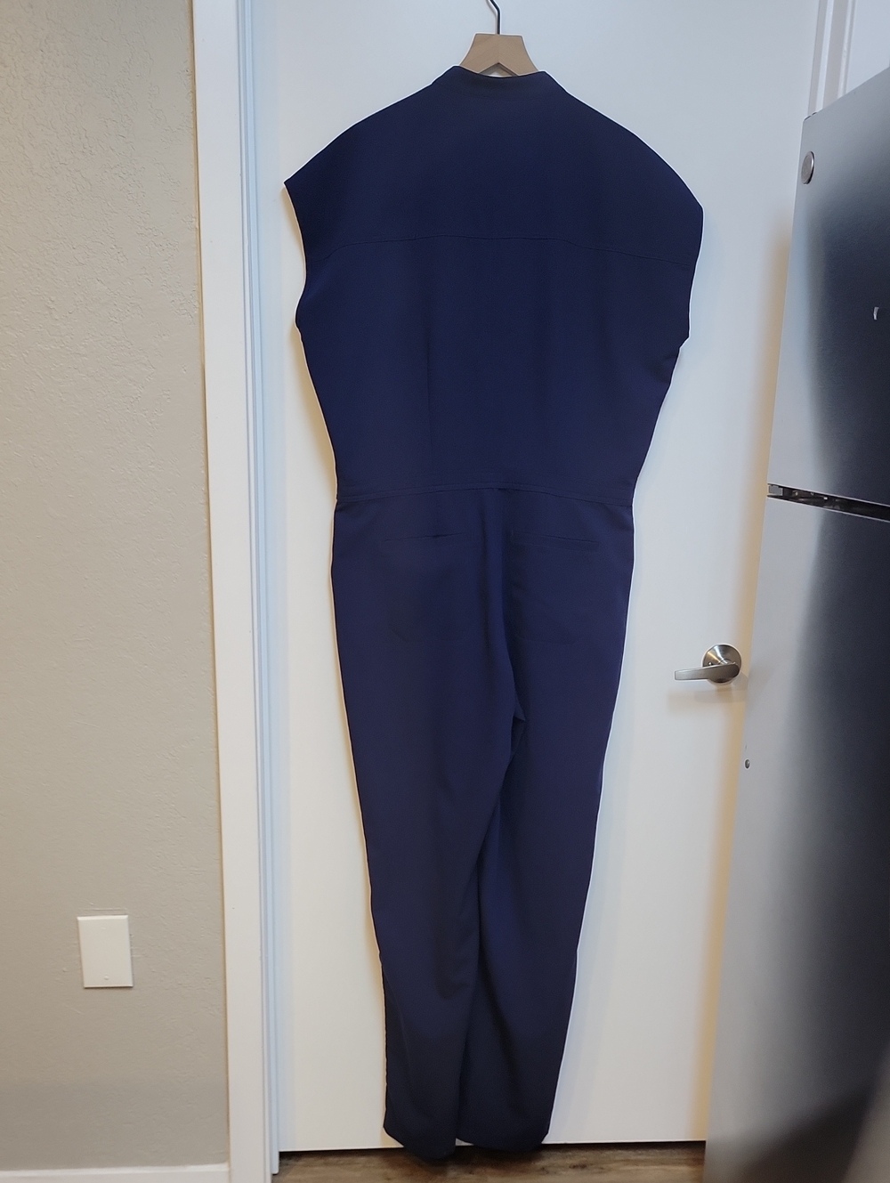Figs Navy Women's Scrub Wide-Leg Jumpsuit with Drawstring Waist - Picture 9 of 16